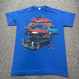 Vintage Single Stitch Sun Sportswear Fiftys Classics Car‎ T-Shirt Blue (L) USA